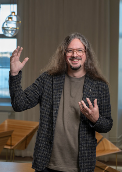 Lauri Porra posing indoors