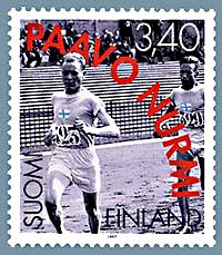 Paavo Nurmi featuring in a stamp