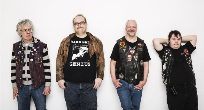 Les représentants de la Finlande à l’Eurovision : le groupe PKN se compose de Pertti Kurikka (guitare, à g.), Sami Helle (basse), Kari Aalto (chant) et Toni Välitalo (batterie).
