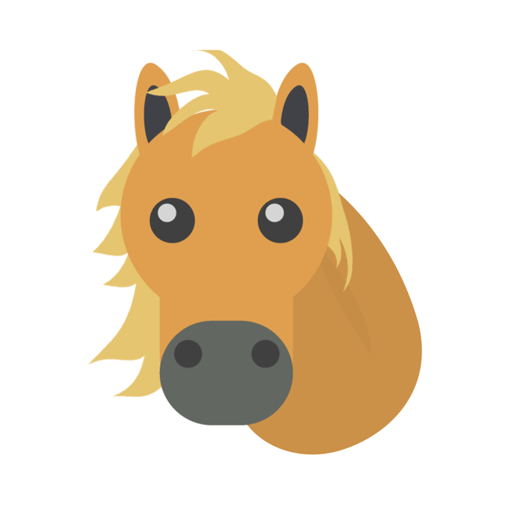 Голова финской лошади каштановой масти с высунутым языком. 
