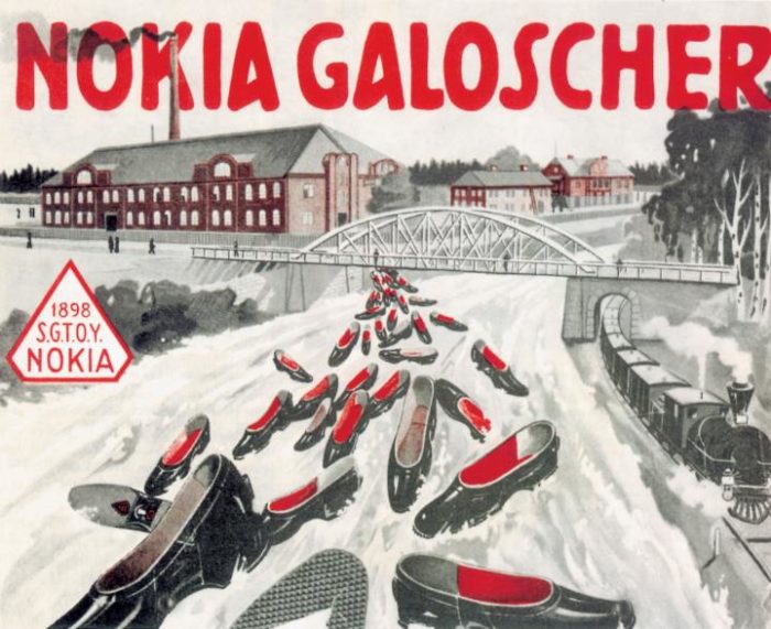 诺基亚早期最知名的产品是橡胶靴。这是1898年爱德华·波龙（Eduard Polon）收购诺基亚之后公司新增的业务，因为波龙也拥有芬兰橡胶厂。不久，第三家公司——芬兰电缆厂也加入到诺基亚的旗下。