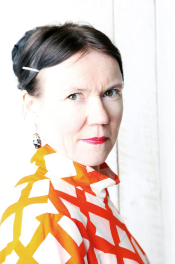 Portrait of a serious-looking author Rosa Liksom.