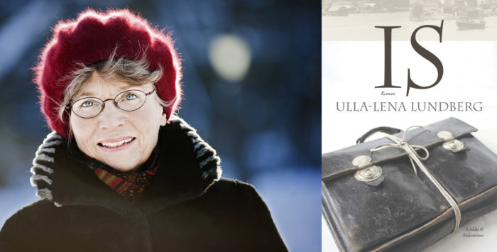 Portrait of Ulla-Lena Lundberg pictured outside at winter and the cover of her book Ice.