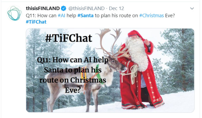 A screenshot from Twitter shows Santa Claus in a snowy landscape with one of his reindeer.