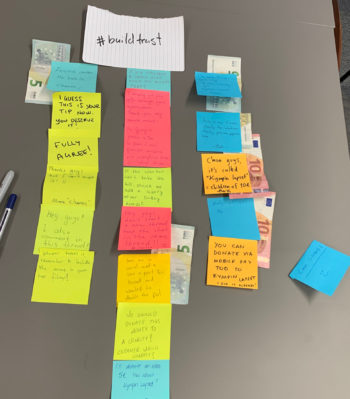 Banknotes and post-it notes on a table at Smartly.io