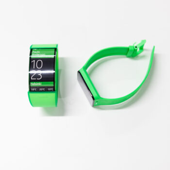 A fancy futuristic watch with a sleek digital screen.